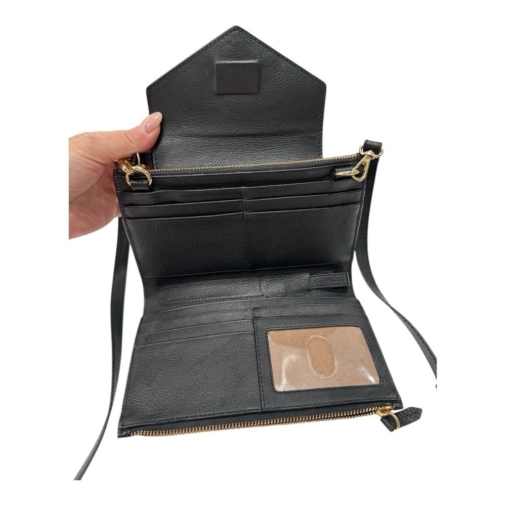 Antonio Melani Leather Convertible Crossbody Bag Wrislet Wallet Organizer BLACK - Picture 13 of 13